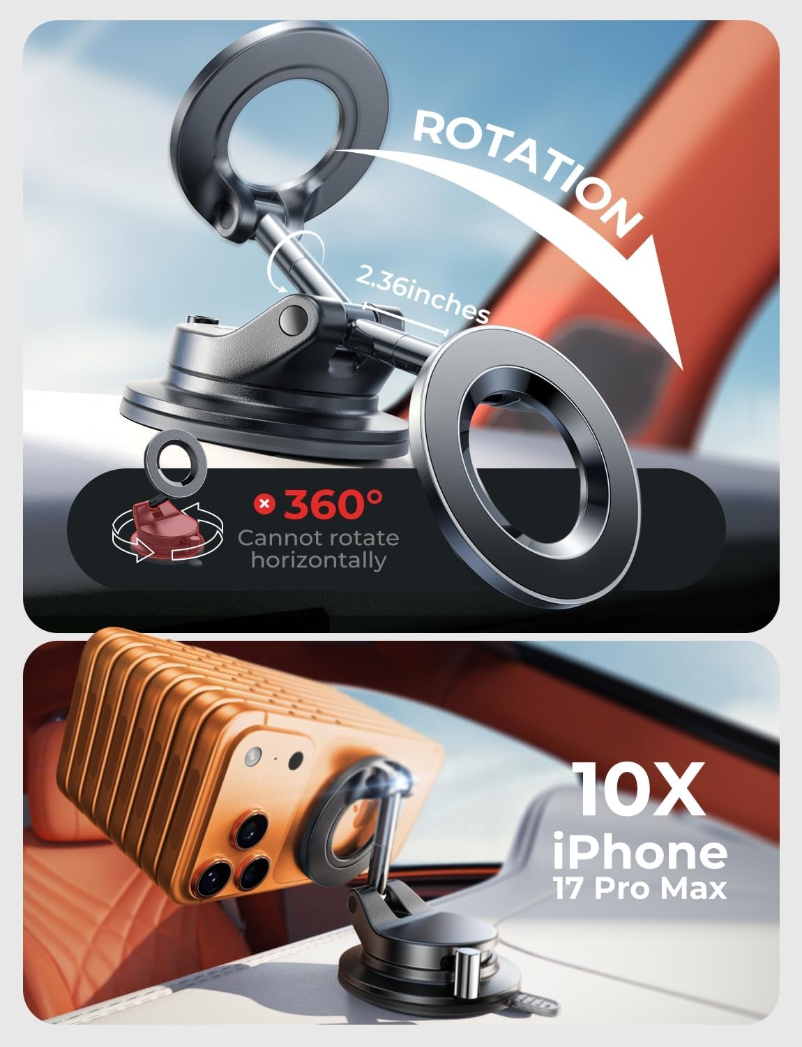 LISEN for Magsafe Car Mount, Cell Phone Holders for Your Car