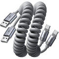 LISEN Coiled USB C Cable, 2 Pack for Car Play & Android Auto Cable