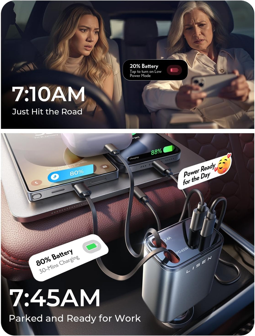 LISEN Retractable Car Charger Gift Box Edition