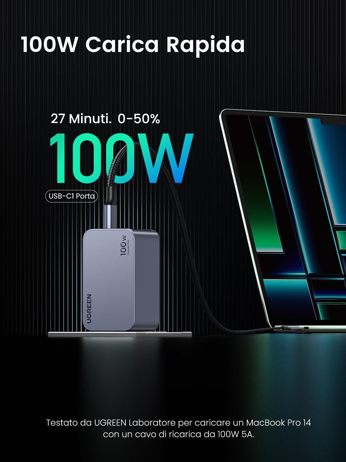 UGREEN Nexode Pro 100W Caricatore USB C GaN