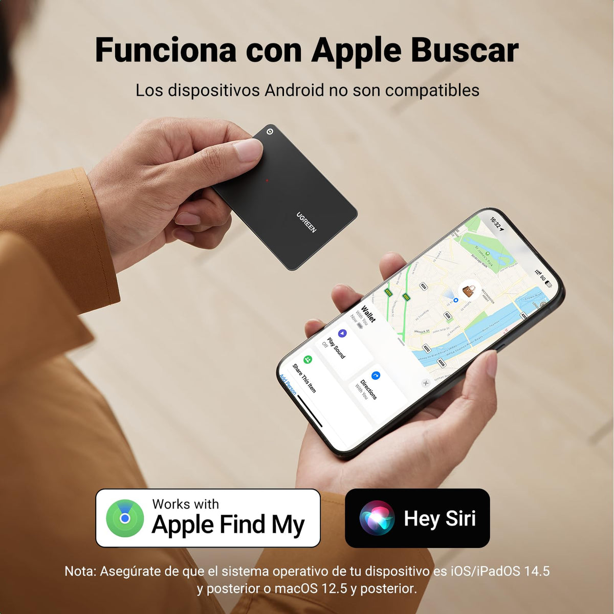 UGREEN FineTrack Slim Smart Finder Localizador Solo iOS Bluetooth Tracker 