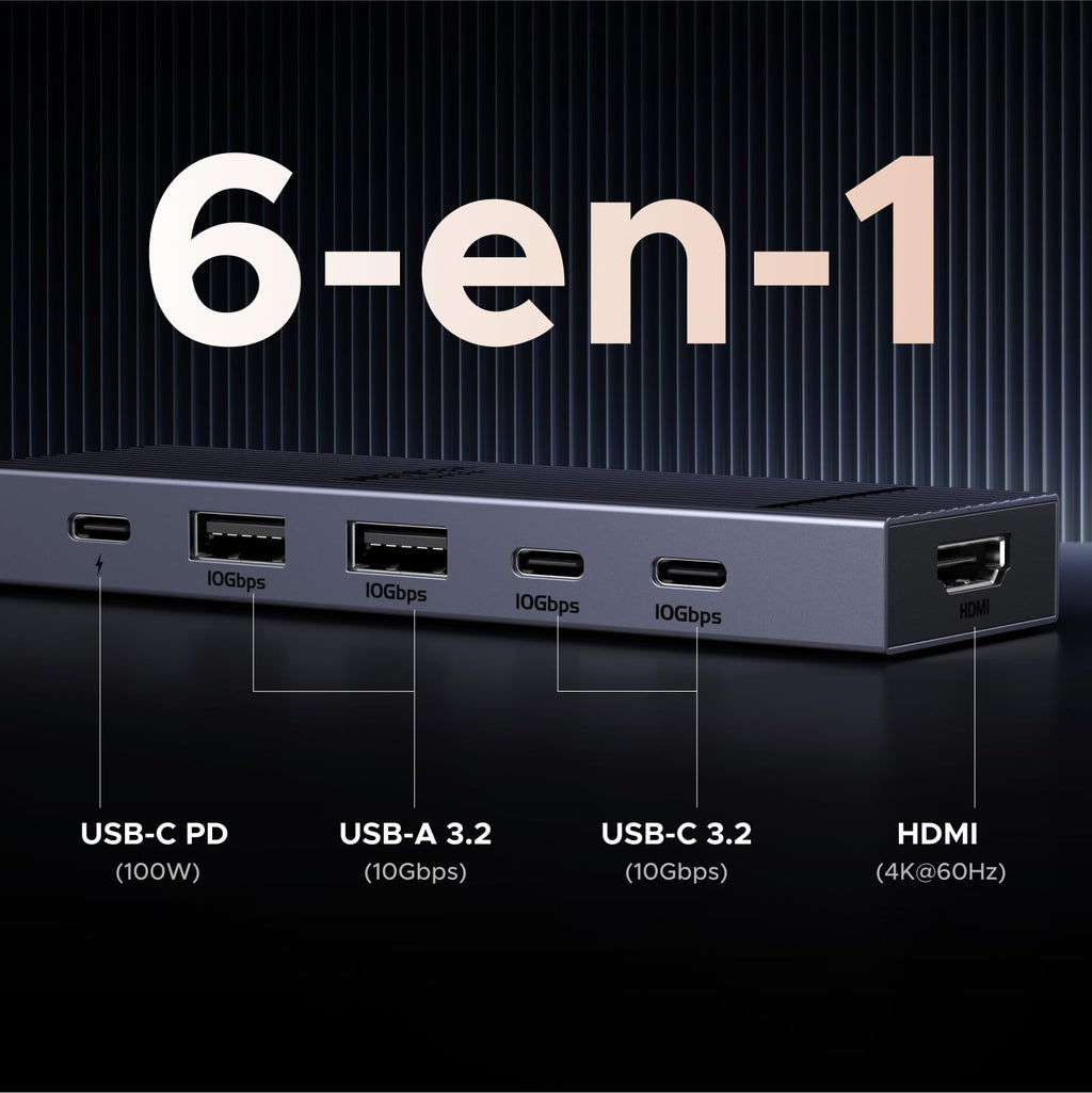 UGREEN Revodok Pro 106 10Gbps Hub USB C HDMI 4K 60Hz Adaptador Ladron Tipo C 3.2 Gen 2 PD 100W 