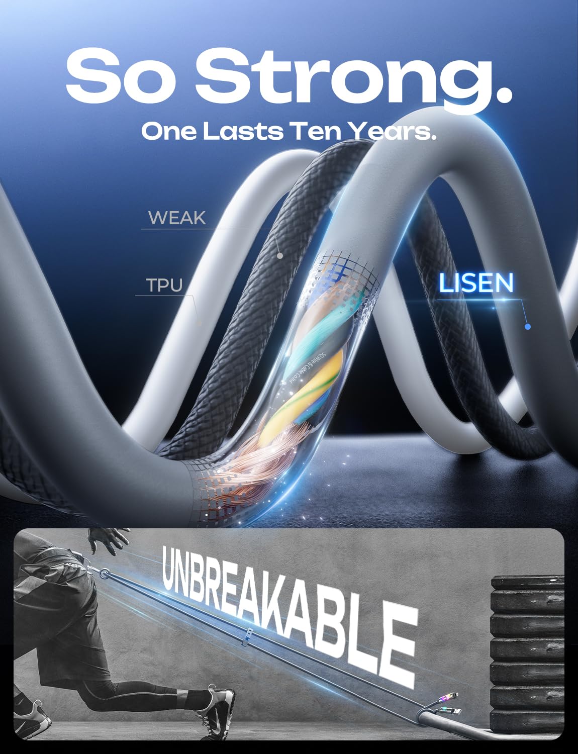 LISEN iPhone 17 240W 4-in-1 USB-C Cable [6.6FT]