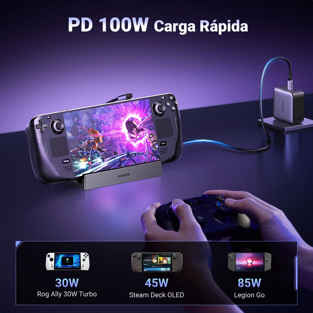 UGREEN Hub USB C HDMI 4K 60Hz 9 En 1 Dock Steam Deck ROG Ally Adaptador Tipo C 3.2 10Gbps