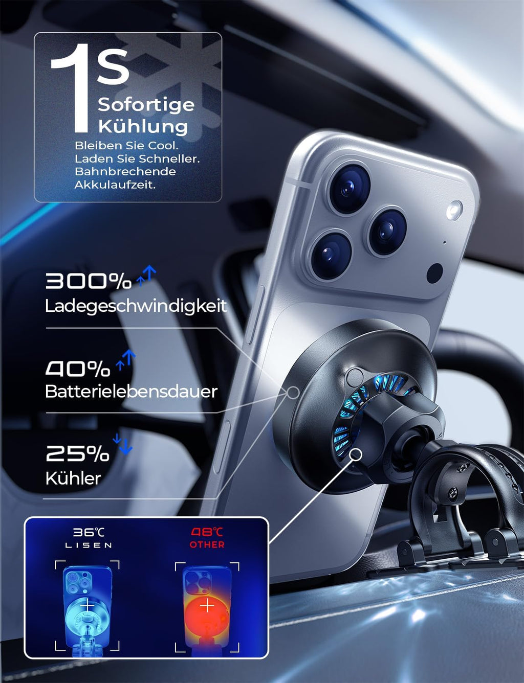 LISEN Car Mobile Phone Holder with Charging Function