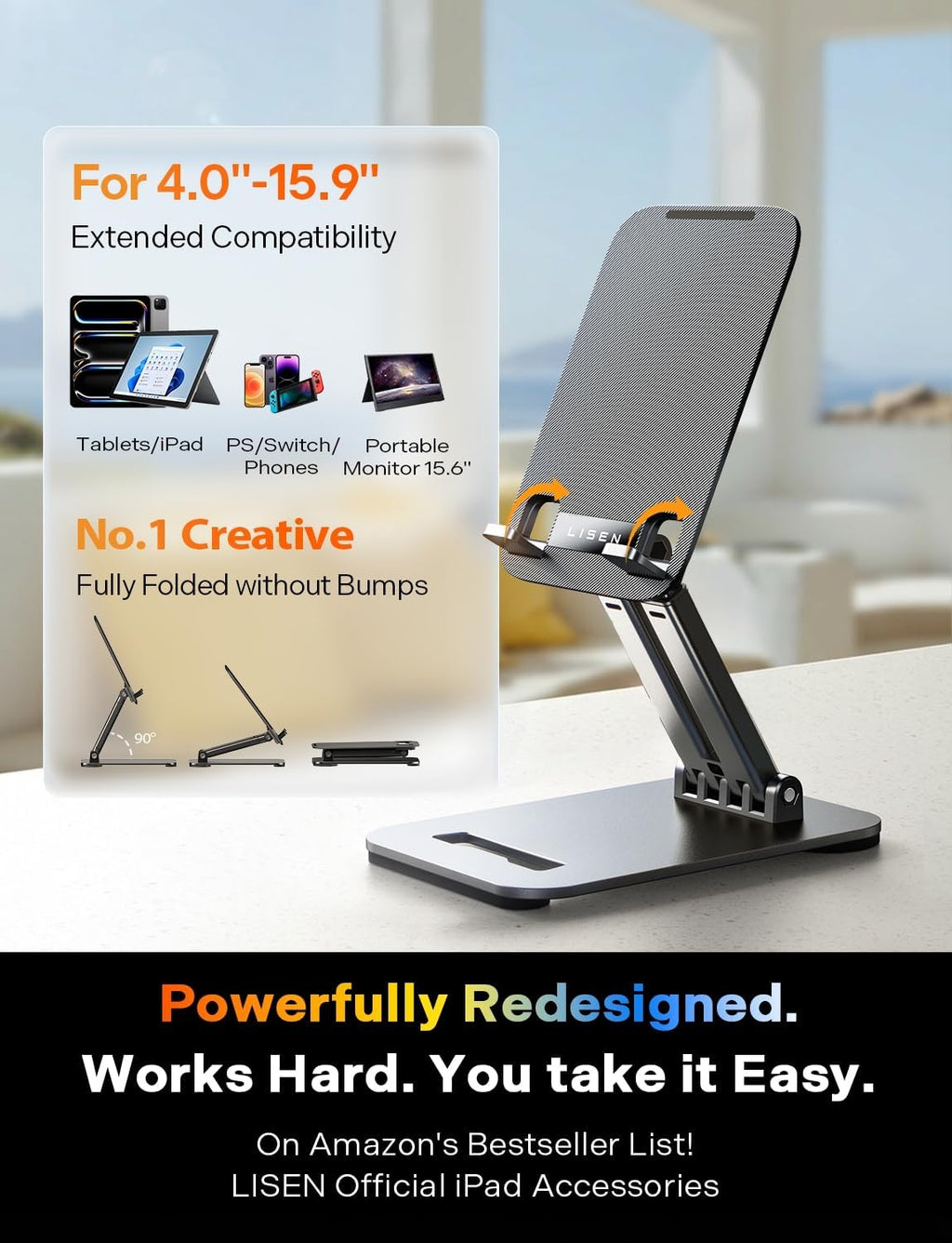 LISEN Adjustable Tablet Stand Holder for Desk