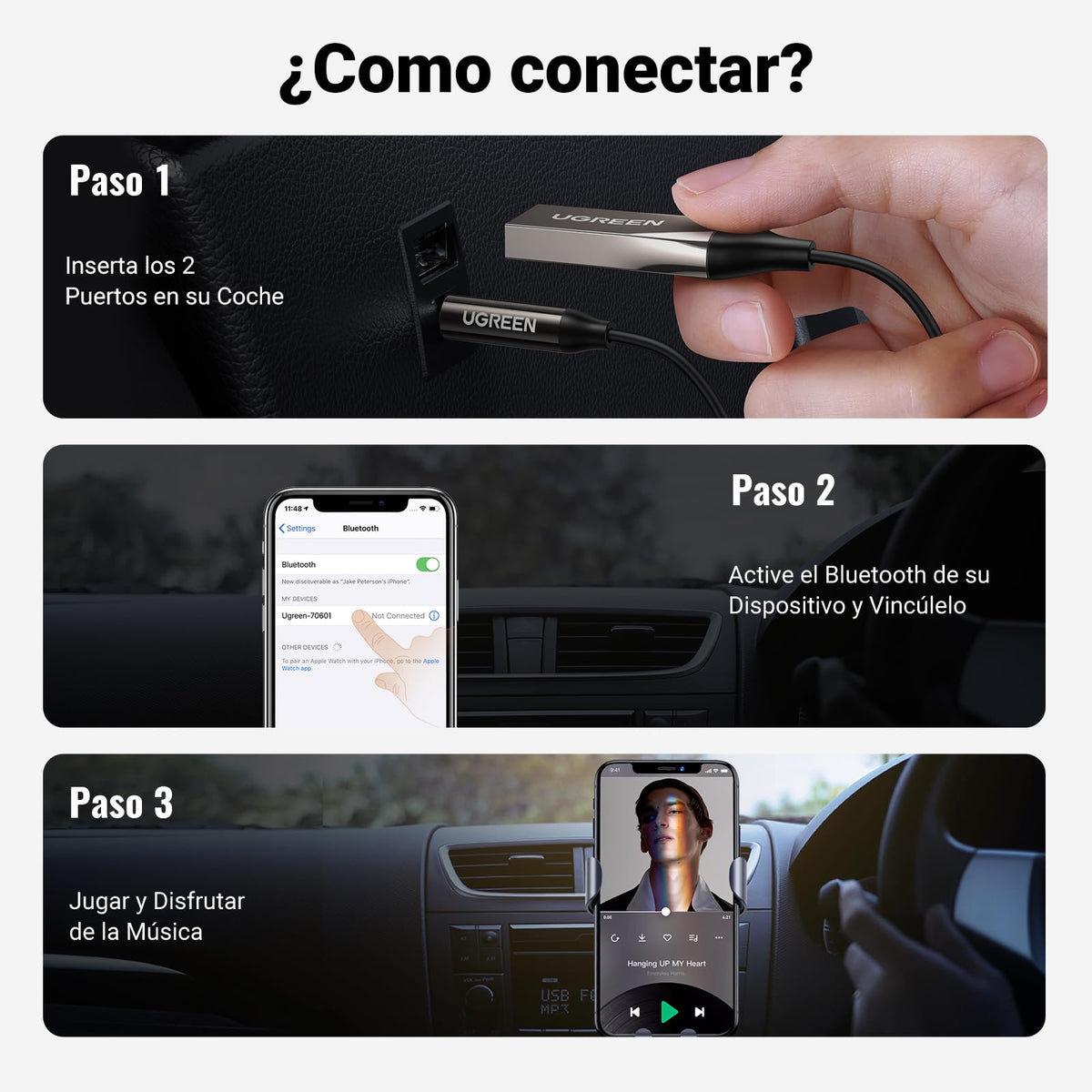 UGREEN Receptor Bluetooth 5.4 Adaptador Jack 3.5mm