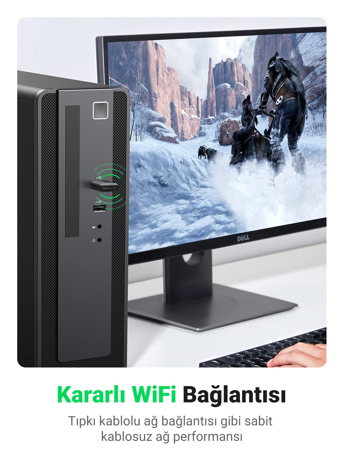 UGREEN 2.4GHz ve 5GHz Çift Bant USB Wi-Fi Adaptörü