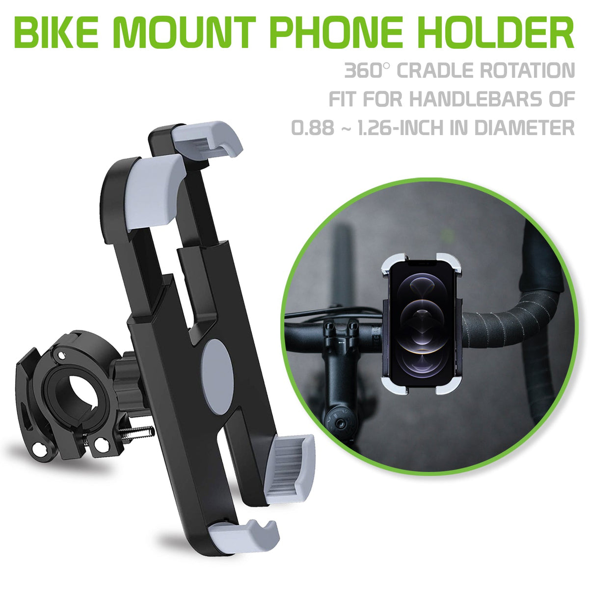 PHBIKE01 - Bike Smartphone Mount, Universal Heavy Duty Bicycle Holder Mount With 360 Degree Rotation Compatible to 4.7”-6.8” Devices