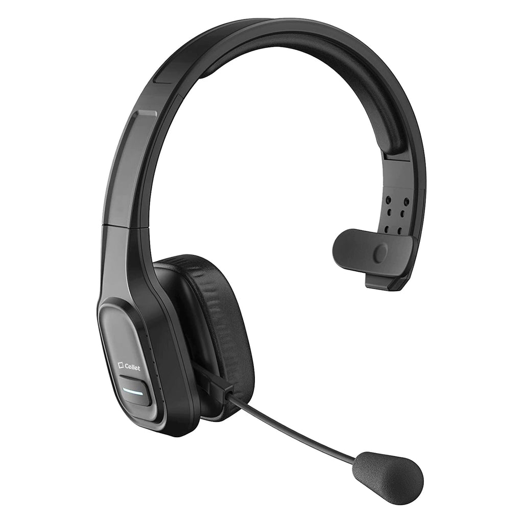 EBBOOMM100 - Cellet Overhead Boom Mic Wireless Headset with Noise Cancelling, Echo Reduction, USB-C Charging, 34H Talk Time, 30ft Range – Adjustable Headband, All-Day Comfort, Wired & Wireless Modes