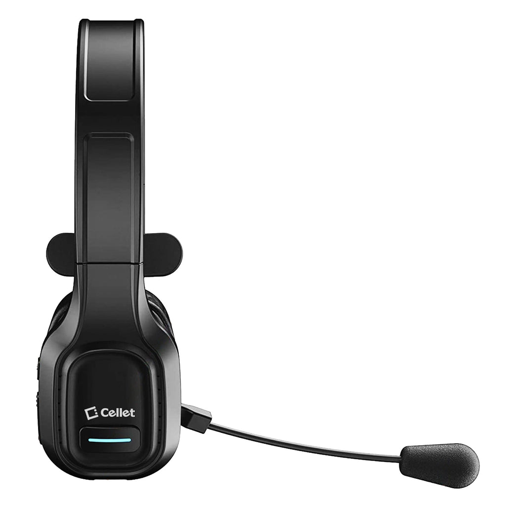 EBBOOMM100 - Cellet Overhead Boom Mic Wireless Headset with Noise Cancelling, Echo Reduction, USB-C Charging, 34H Talk Time, 30ft Range – Adjustable Headband, All-Day Comfort, Wired & Wireless Modes