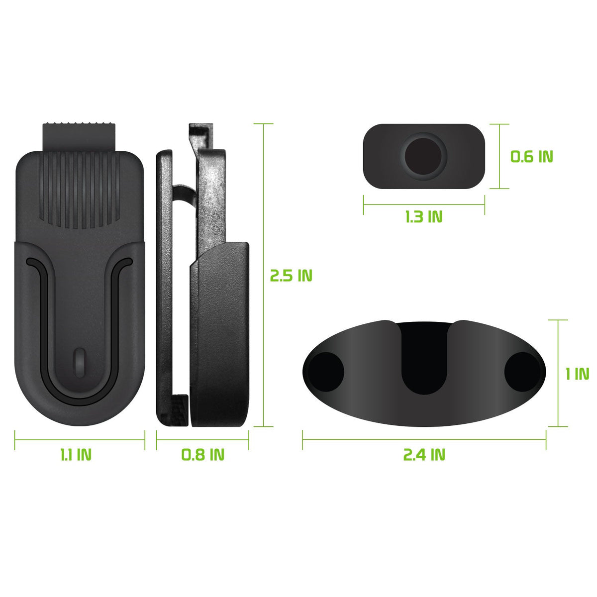 CLIP4BLACK - Cellet Universal Swivel Clip Set – 4-Piece Mount Kit for Phones, Walkie-Talkies & Remotes – 360° Rotation, Quick Release, Belt Clip & Double-Sided Adhesive Mount