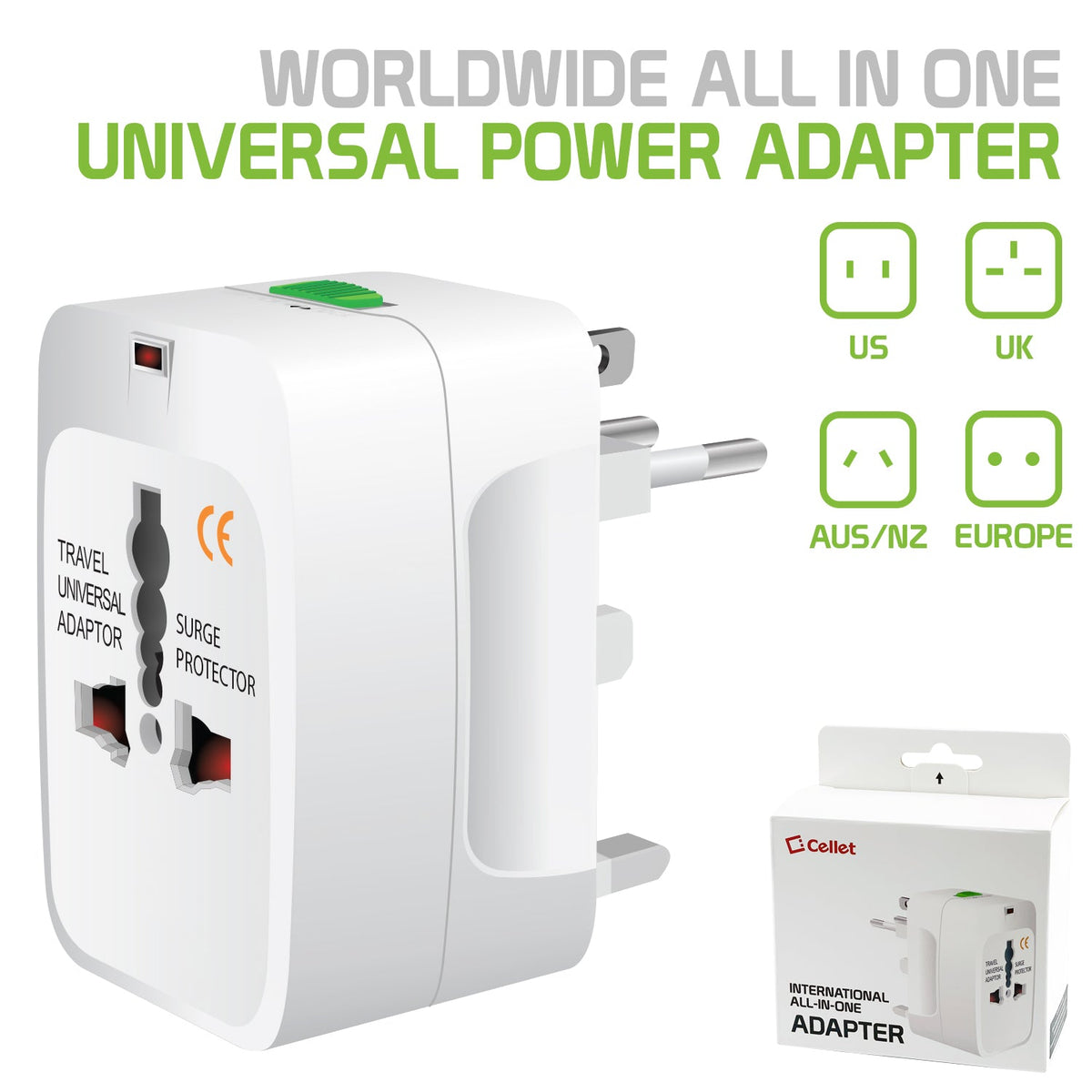Portable Worldwide Universal Power Adapter Converter All in One International Travel Wall Plug for Wall Input in USA EU UK France Italy Australia