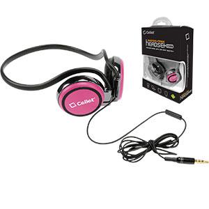 EP3560PK - Cellet Pink 3.5mm Stereo Neckband Earhook Hands Free Headset with Microphone (on & off switch)