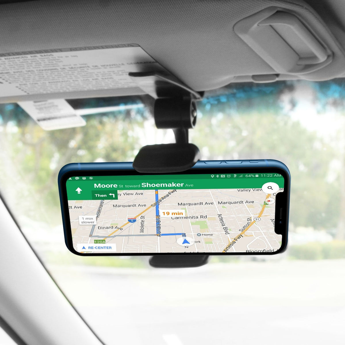 PH700 - Cellet Sun Visor Clip Phone Mount Holder with 360 Degree Rotation iPhone 13 Pro Max, Galaxy S22 and Smartphones