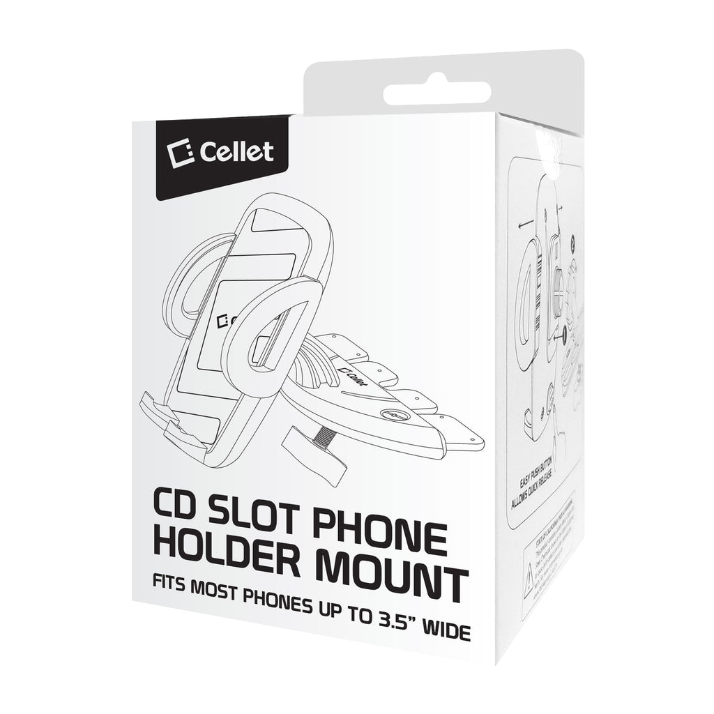 PHCN200CD - Cellet Universal CD Slot Car Phone Mount – 360° Rotating Holder with One-Touch Release, Anti-Slip Rubber Grip, Fits Smartphones Up to 3.5” Wide – Secure CD Base, Hands-Free GPS & Calling
