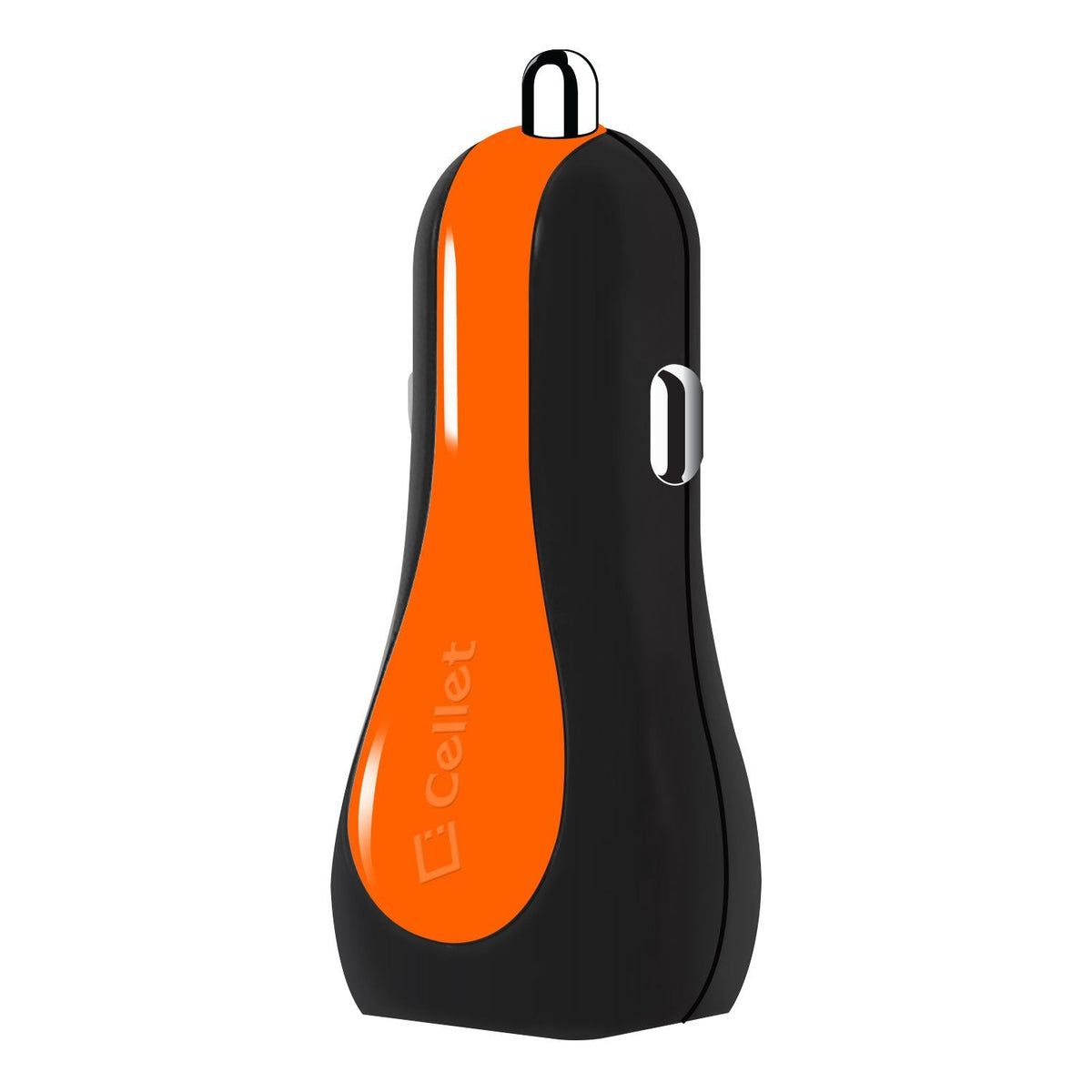 PUSBE21OR - Cellet Prism RapidCharge 12W 2.4A Dual USB Car Charger for Android and Apple Devices - Orange