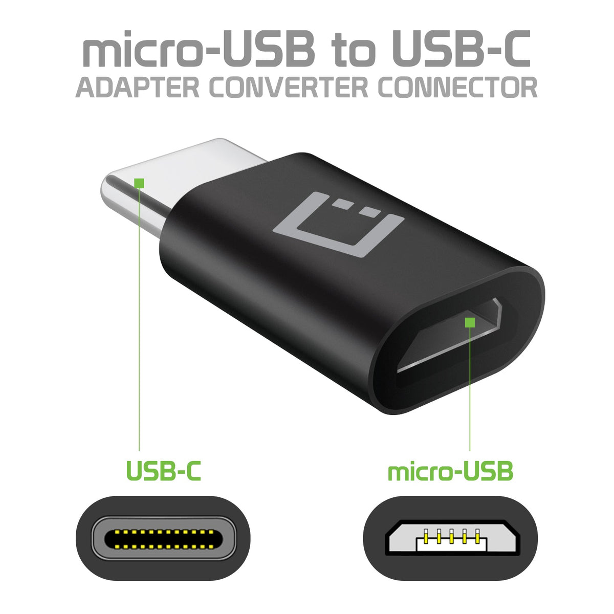 CNMICCBK - Cellet Micro USB to USB-C Adapter Converter Connector - Black