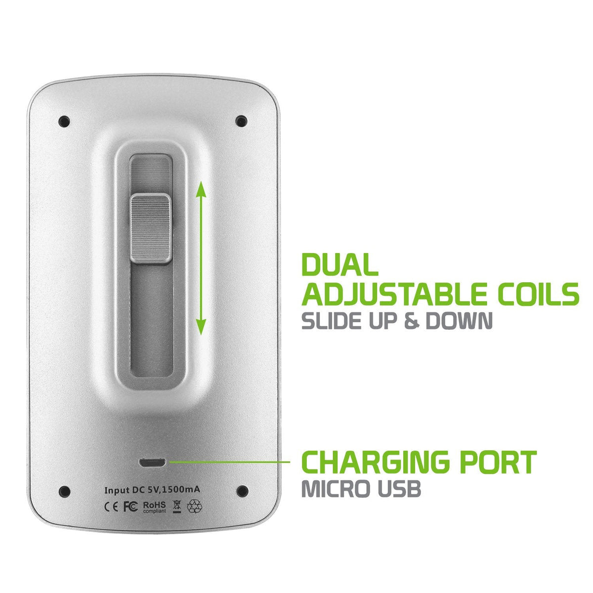 QI300SL - Cellet Adjustable Dual Coil Wireless Charging Stand with Blue LED Power Indicator and Micro USB Cable
