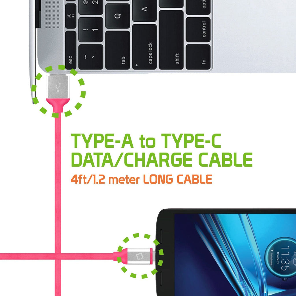 DCA4PK - Cellet Flexible / Soft / Tangle-Free USB-C to USB-A Data cable - Pink