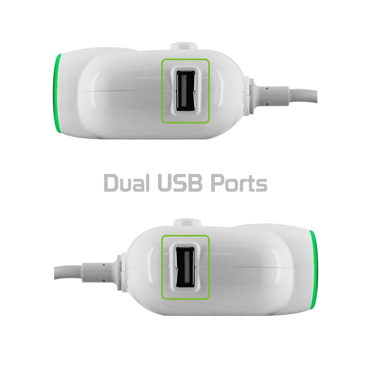 PBACK3WT - Cellet Dual USB Port & 3 Cigarette Port Car Charger for Android & Apple devices - White