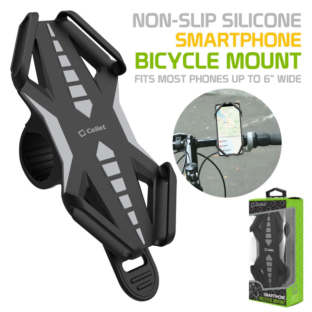 PHBIKEGY - Bike Phone Mount, Universal Bicycle Holder Mount for Apple iPhone X, 8 Plus, 8, Samsung Galaxy Note 8 and More by Cellet – Gray