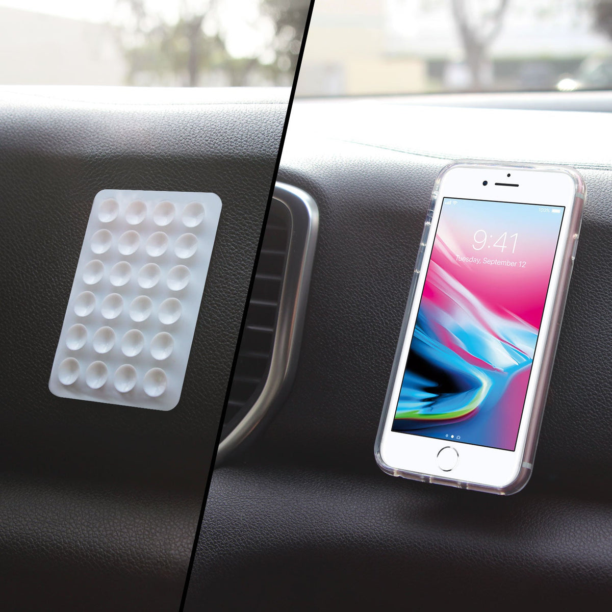 SCUPCL5 - Cellet Multipurpose Mini Suction Cup Mat – 5 Pack | Strong 3M Adhesive | Dashboard, Phone, Battery Pack Holder | Compact 2.3" x 3.3" Grip Pads for Car, Home, & Travel