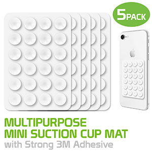 SCUPCL5 - Cellet Multipurpose Mini Suction Cup Mat – 5 Pack | Strong 3M Adhesive | Dashboard, Phone, Battery Pack Holder | Compact 2.3" x 3.3" Grip Pads for Car, Home, & Travel