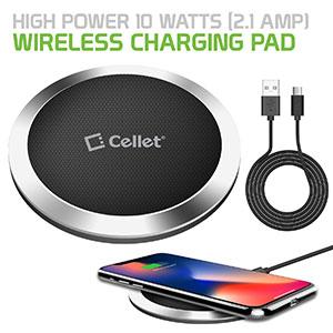 QI500 - Wireless Charging Pad, High Power 10 Watts (2.1 Amp) for Samsung Galaxy S9/S9 Plus, Apple iPhone X and All Wireless (Qi) Enabled Devices