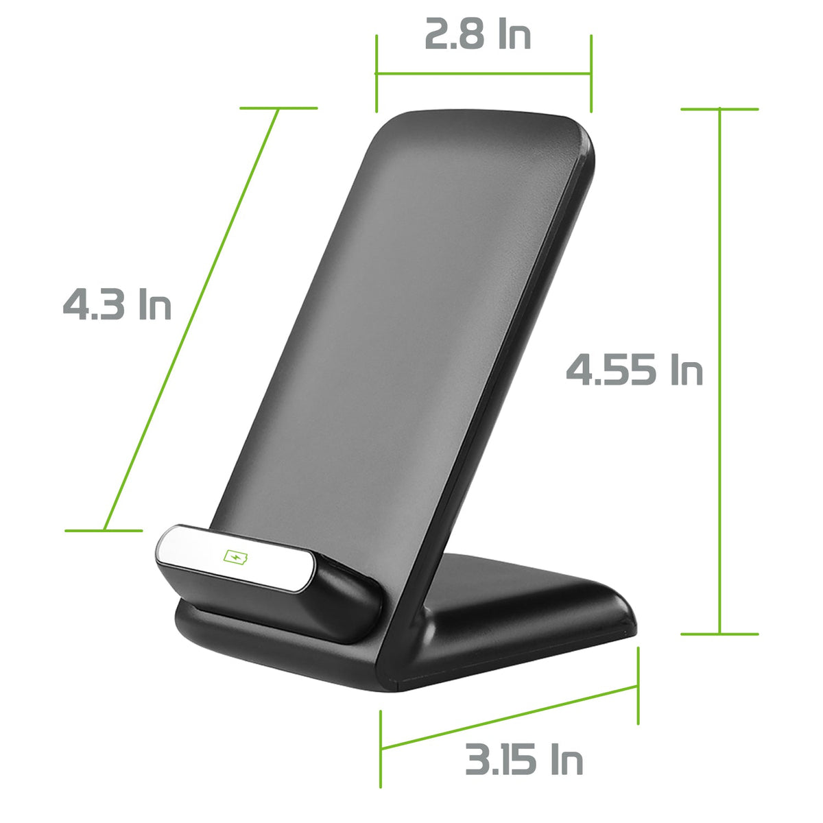 QI700 - 2 Coil Qi Wireless Charger (10Watt/2.1Amp), Wireless Charging Stand for All Wireless (Qi) Enabled Devices – by Cellet - Black