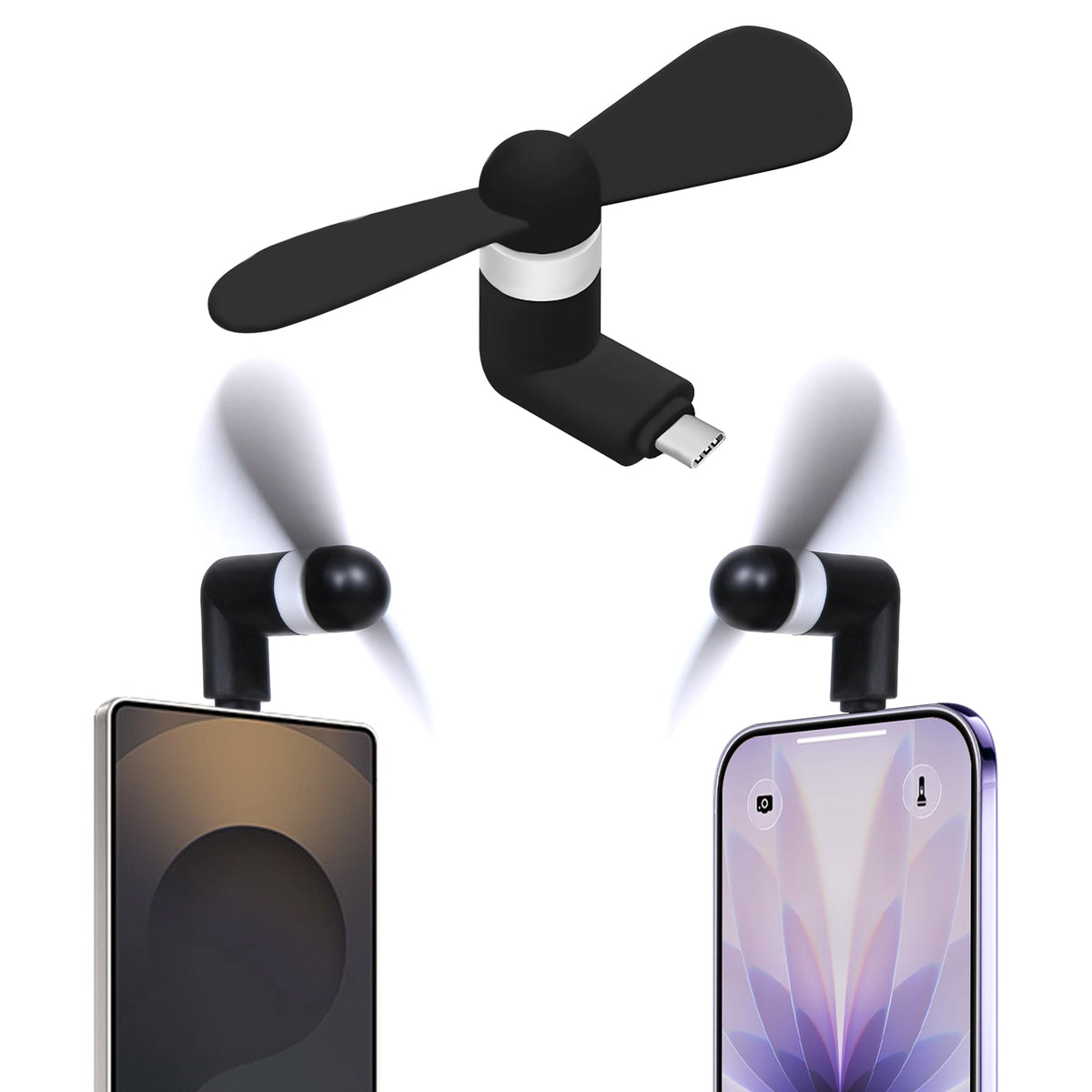 FANUSBC - Portable USB-C Mini Phone Fan – Compact Cooling Attachment for Android, iPad, Pixel, Galaxy & More – Quiet Lightweight Plug-in Smartphone Cooler, Pocket-Sized Travel Accessory