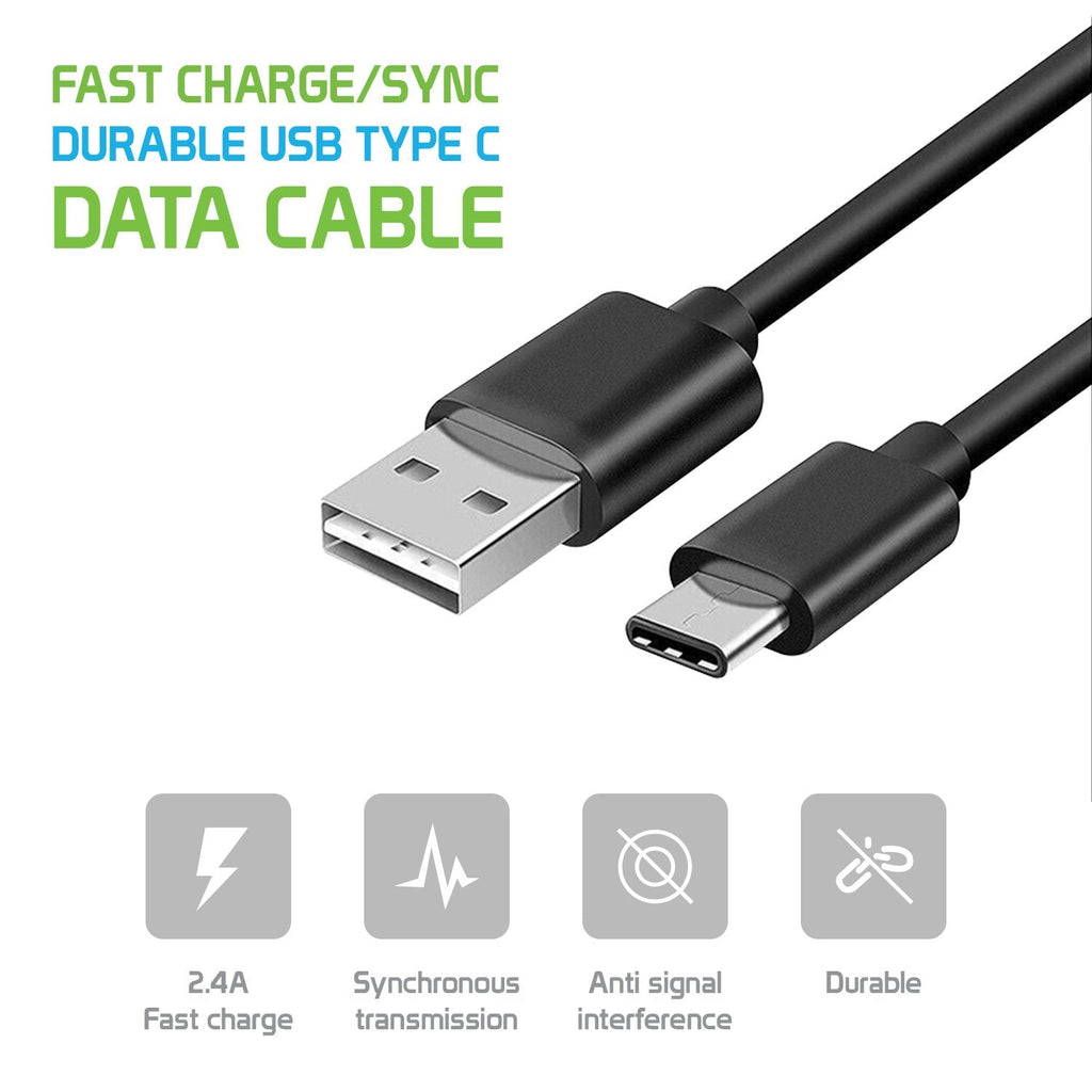 DCA33XBK - Durable 3.3ft (1m) Type C Data  Cable, Fast Charging (2.4Amp)/Data Sync Cable for Samsung Galaxy S9/S9 Plus, Galaxy Note 8, Google Pixel 2XL, LG V30 and Other Devices – Black