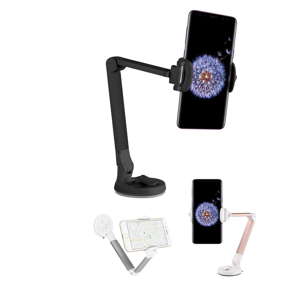 PH118EBK -  Dashboard, Windshield and Desktop Phone Mount with 360 Degree Rotation and Adjustable Folding Arms for Smartphones