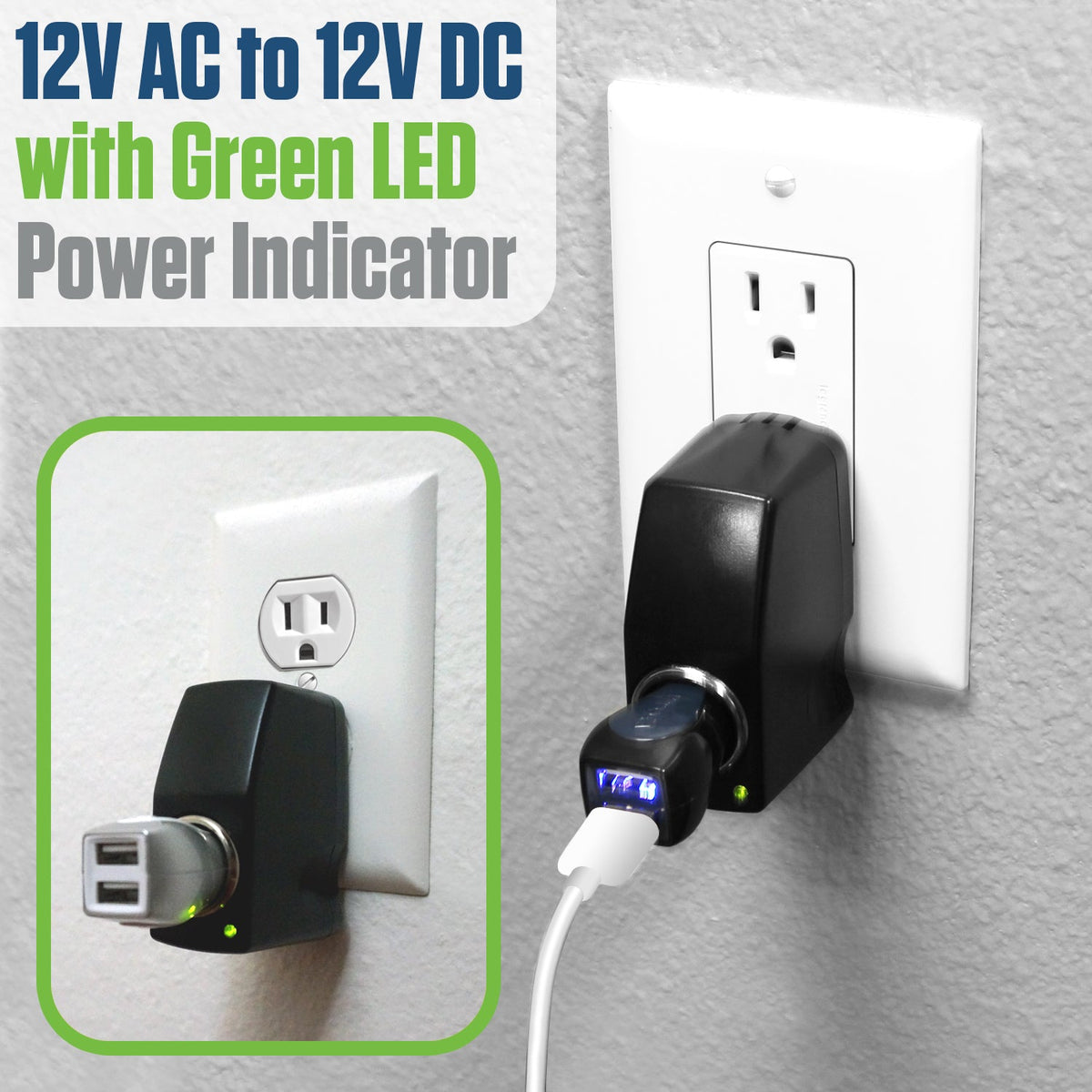 FM3000 - Cellet 120V AC to 12V DC Power Converter Adapter, 3000mA (3A) Output, Cigarette Lighter Socket Plug – Converts Home Wall Outlet to Car Charger Port for Smartphones, GPS, Cameras, Tablets, MP3 Devices
