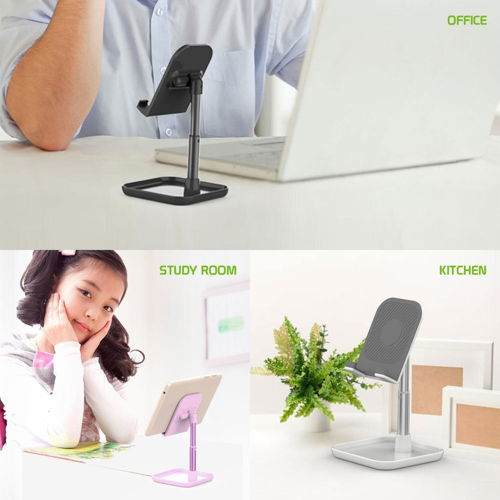 PH150SL -  Adjustable Desktop Smartphone and Tablet Stand with Mini Shelf, Non-Slip Rubberized Grips and Base Compatible to Smartphones, Tablets/iPads