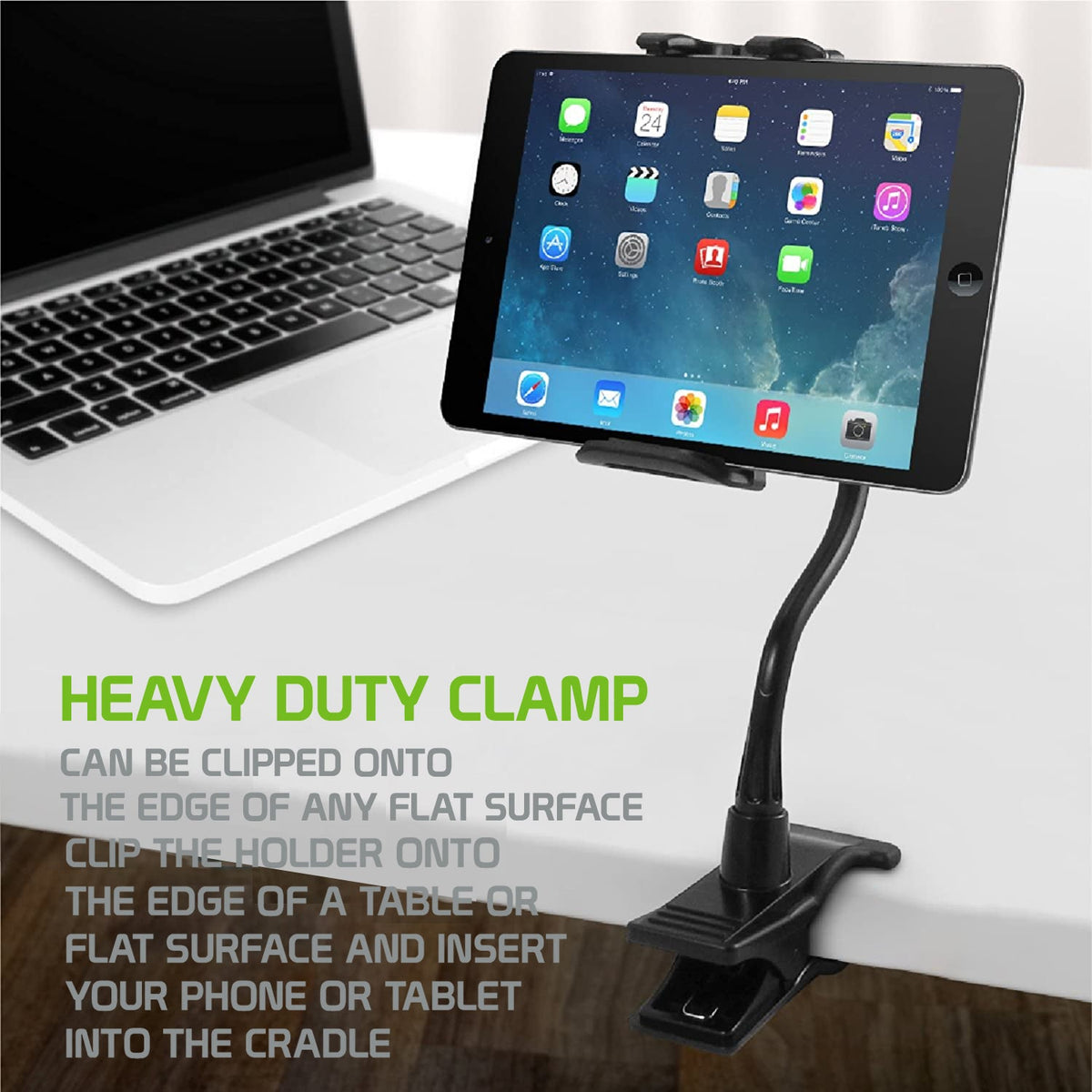 PH500 - Cellet Flexible Gooseneck Tablet & Phone Clip Holder – Adjustable Stand with Heavy-Duty Clamp, 360° Rotation, Non-Slip Rubberized Grips – Compatible with Smartphones, Tablets, Nintendo Switch & More