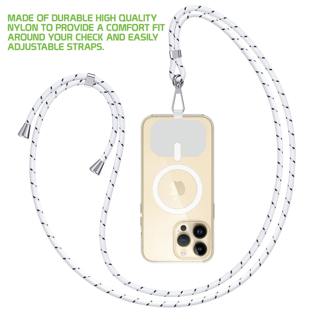STLANY02 ~ Cellet 2-Pack Universal Phone Lanyard with Adjustable Nylon Neck Strap - Secure Tether Pad Compatible with All Smartphones - Hands-Free Carrying for Travel, Shopping, Hiking