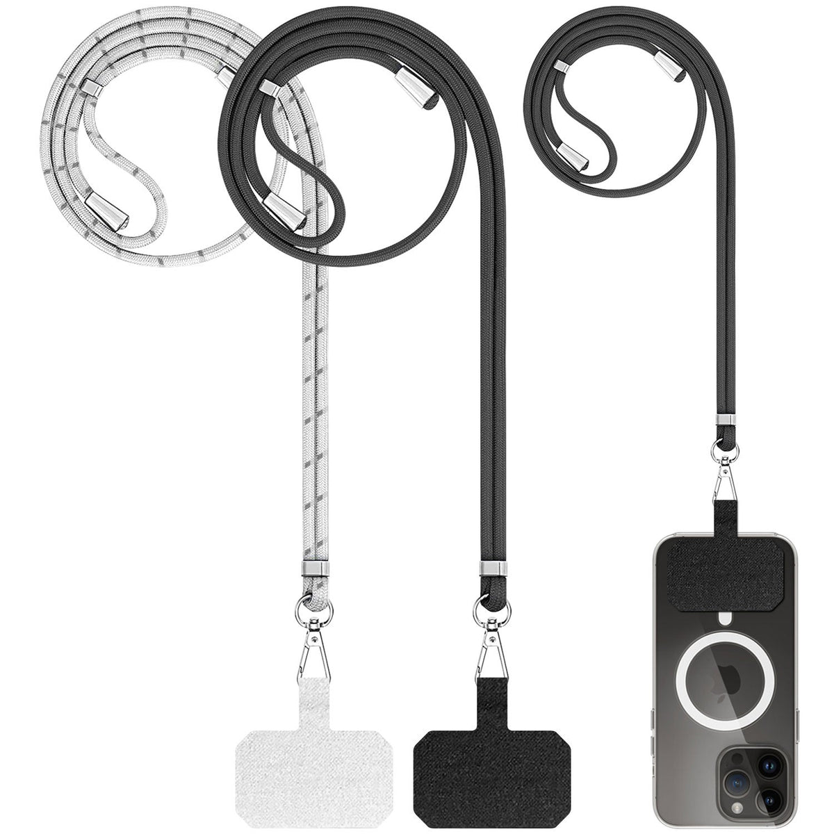 STLANY02 ~ Cellet 2-Pack Universal Phone Lanyard with Adjustable Nylon Neck Strap - Secure Tether Pad Compatible with All Smartphones - Hands-Free Carrying for Travel, Shopping, Hiking