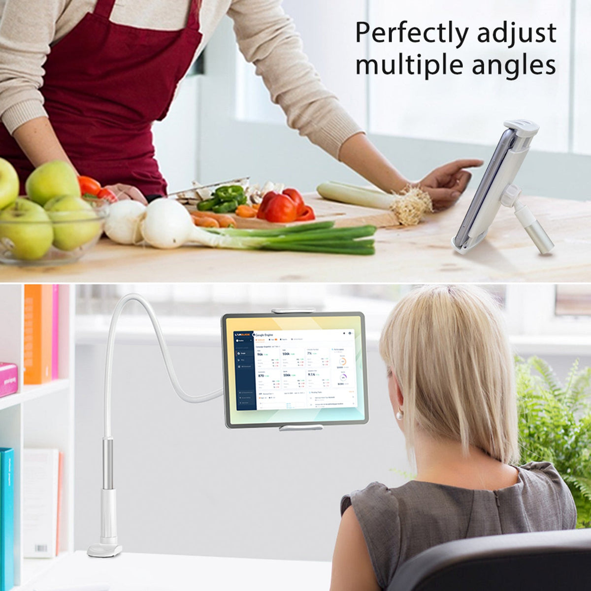 PHX200 - Cellet Flexible Gooseneck Tablet & Smartphone Holder – 32-Inch Adjustable Arm Stand for Desk, Bed, Kitchen, Office – Universal Clamp Mount for 4.7”-8.5” Devices