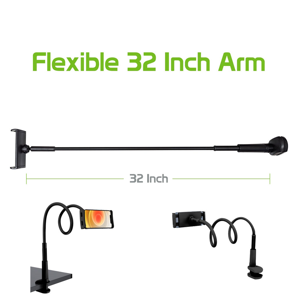 PHX200 - Cellet Flexible Gooseneck Tablet & Smartphone Holder – 32-Inch Adjustable Arm Stand for Desk, Bed, Kitchen, Office – Universal Clamp Mount for 4.7”-8.5” Devices