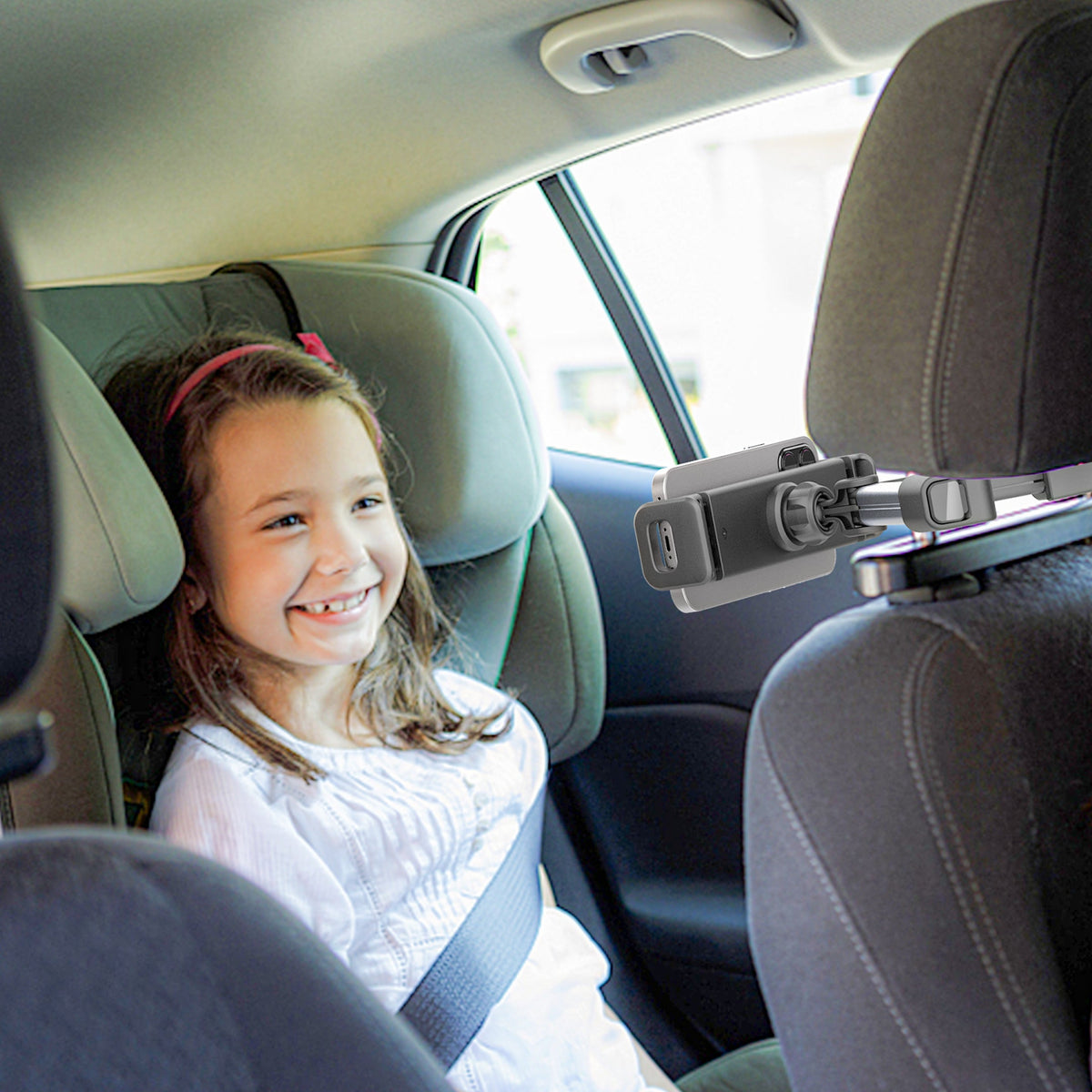 REAR SEAT HEADREST PHONE MOUNT - Black