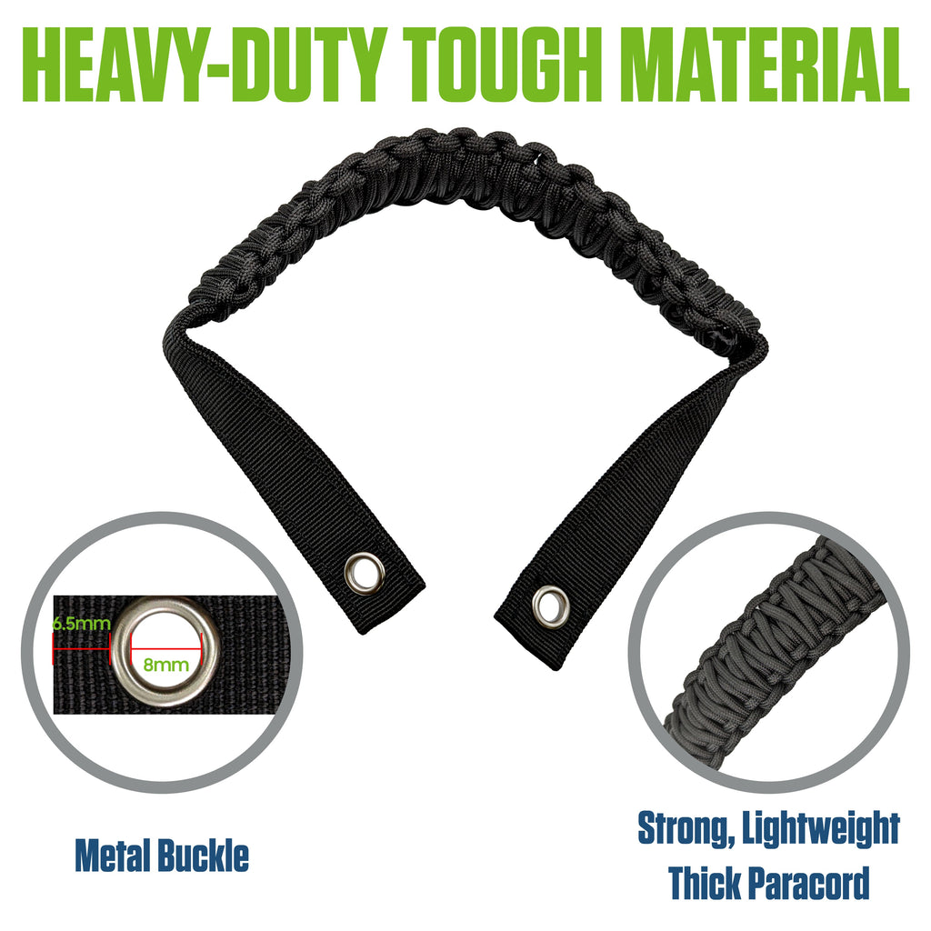 STBRONC - Paracord Roll Bar Grab Handles for Ford Bronco 2021 2022 2023 2024 Accessories, Heavy Duty Interior Grip Handle, Non-Slip Grab Bar for 2/4 Door Bronco, Black Thick Paracord with Metal Buckles, 2-Pack