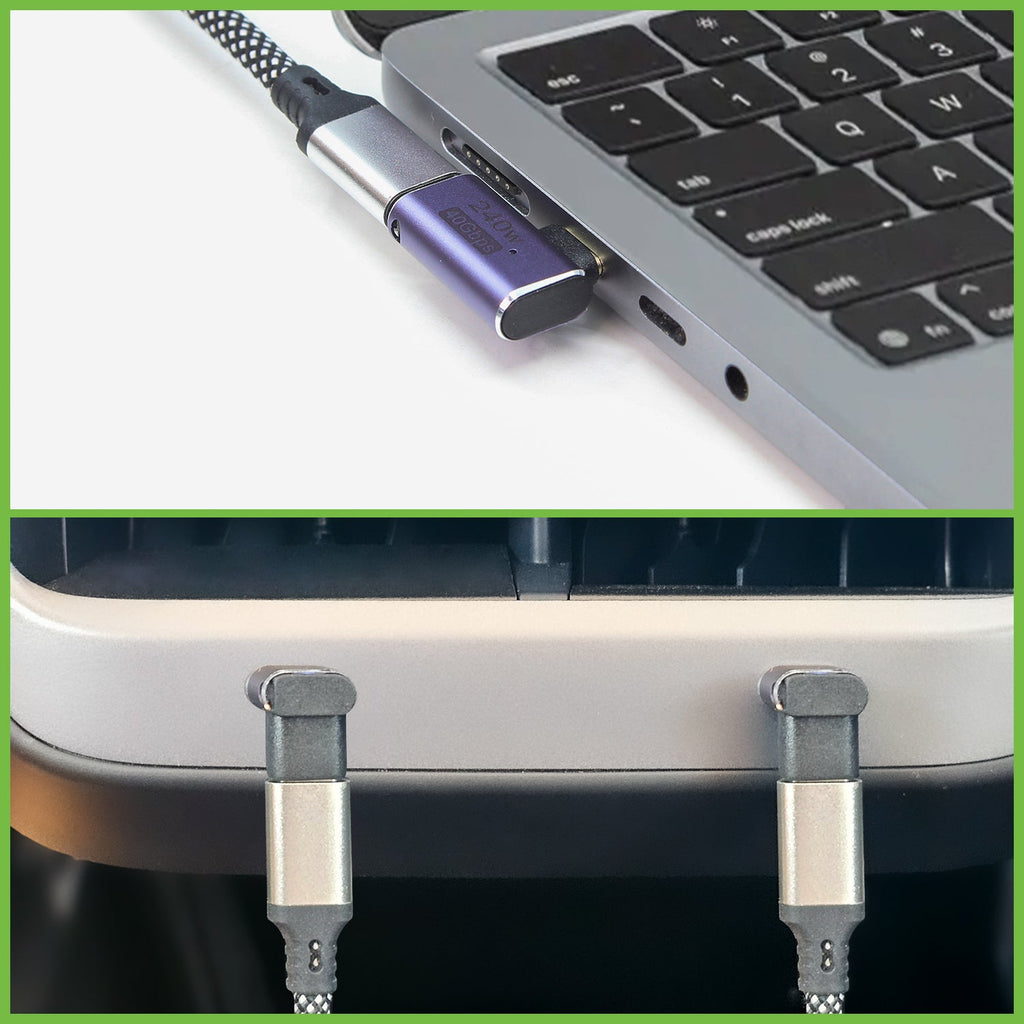 DCCADT - Cellet 90° Right Angle USB-C Adapter (2-Pack), 240W PD Fast Charging, 40Gbps Data Transfer, 4K@240Hz Video Output, USB4/Thunderbolt 3 & 4 Compatible, USB-C Male to Female Connector