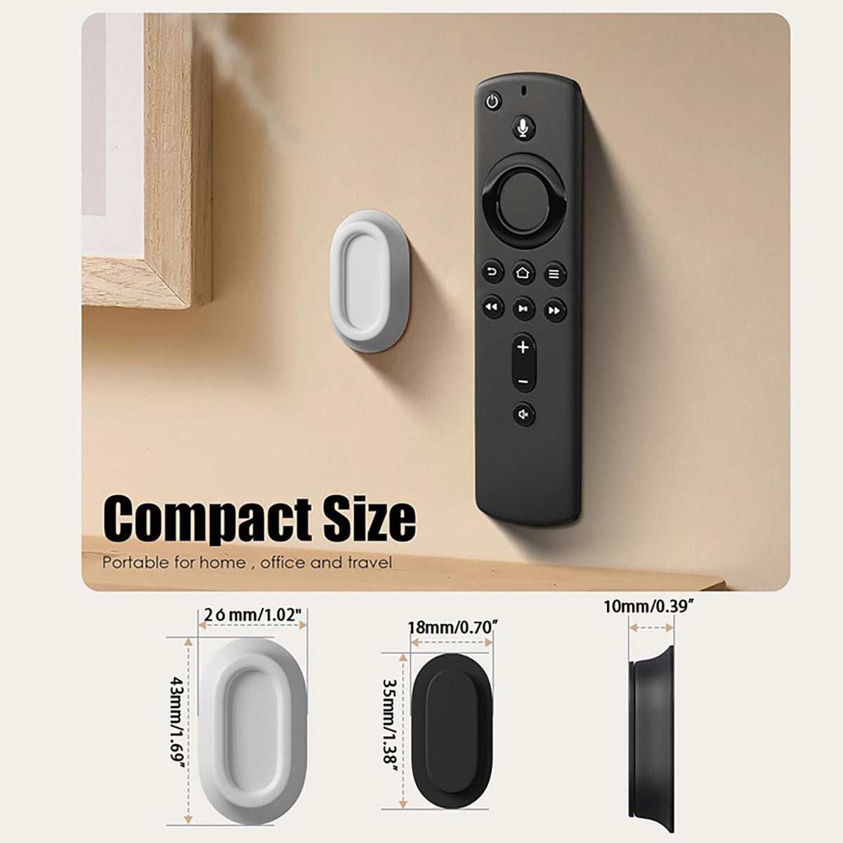 ACMR5 - Magnetic Remote Control Holder Wall Mount, 5 Pack Strong N52 Magnet Remote Organizer, Adhesive Mount for TV Remote, Air Conditioner, Fan, Game Controller & Home Gadgets – Black/Gray/White