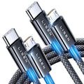 LISEN USB C to Micro USB Cable, 2-Pack 3.3FT Nylon Braided