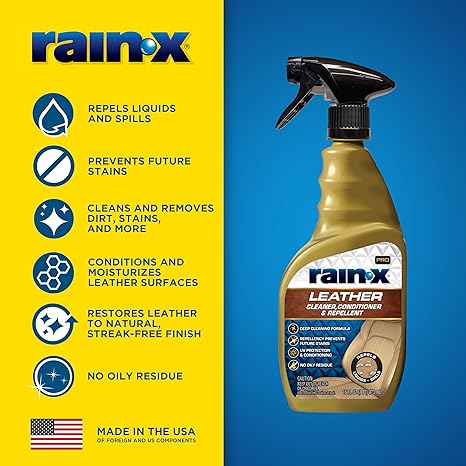Rain-X 620236SRP Leather Cleaner Conditioner & Repellent for Car Interiors, 16 Fl Oz.