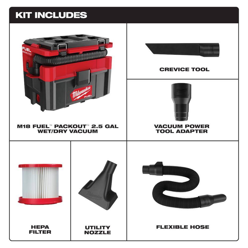 0970-20 Cordless 2.5-Gallon Wet/Dry Jobsite Vacuum with Battery and Charger