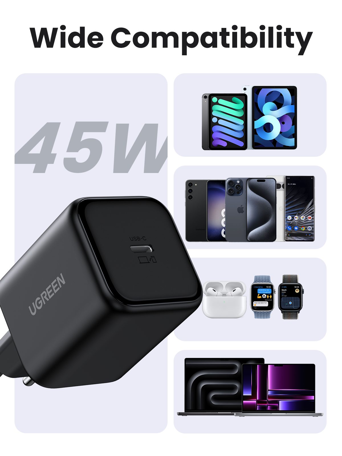 UGREEN Charger USB-C GaN Fast 45W EU Black