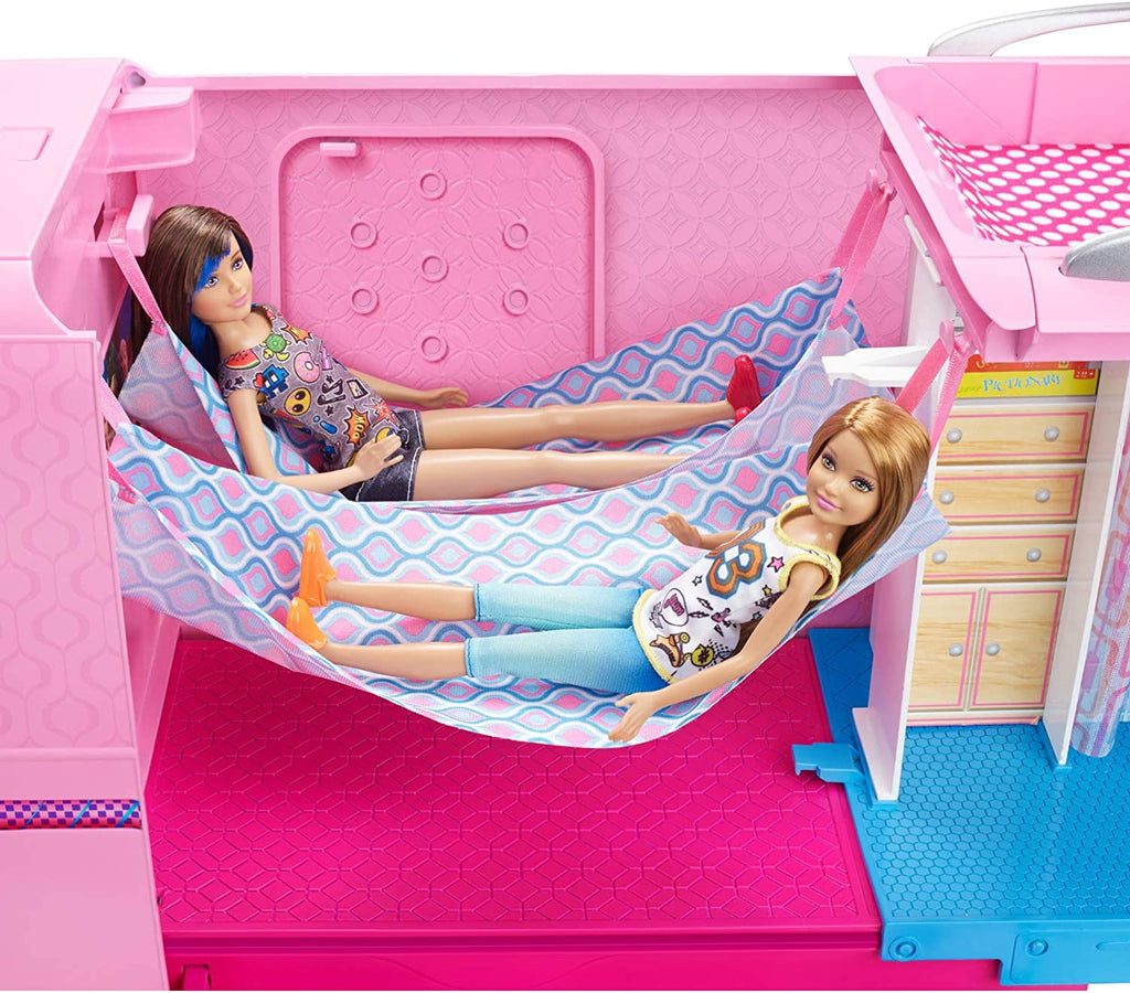 3-in-1 Transforming Camper Toy Vehicle with Pool, Truck, Boat and 50 Accessories