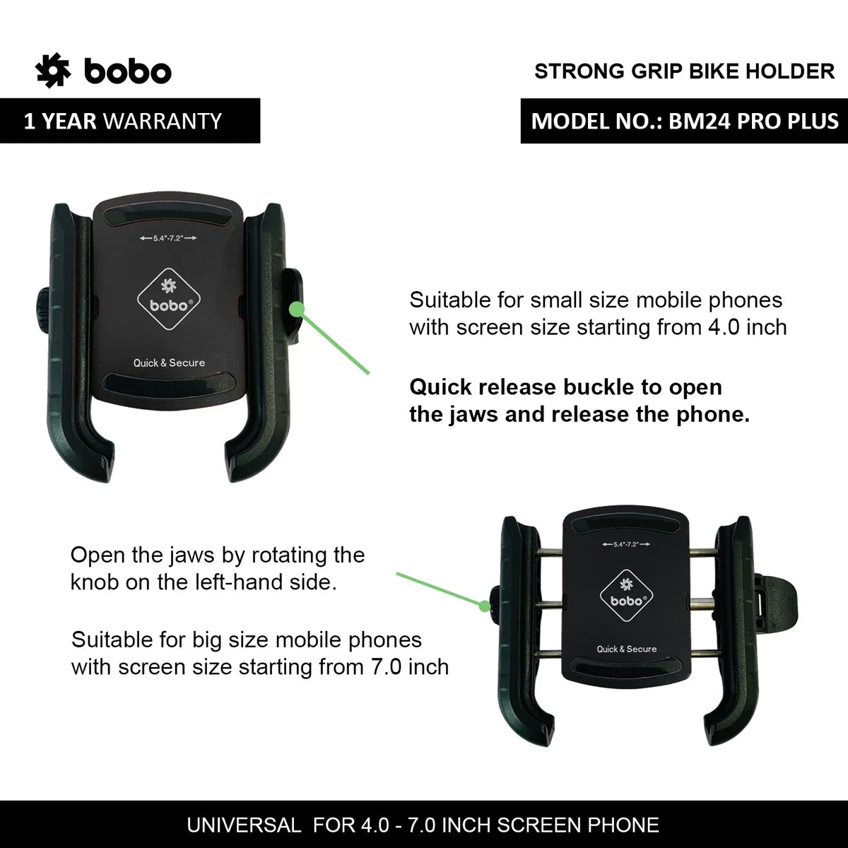 BOBO BM24 PRO PLUS Quick Release Phone Holder with 36W USB-C Charger